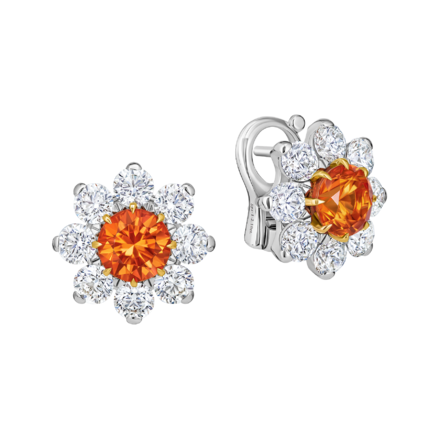 Серьги со спессартинами и бриллиантами, белое золото 1