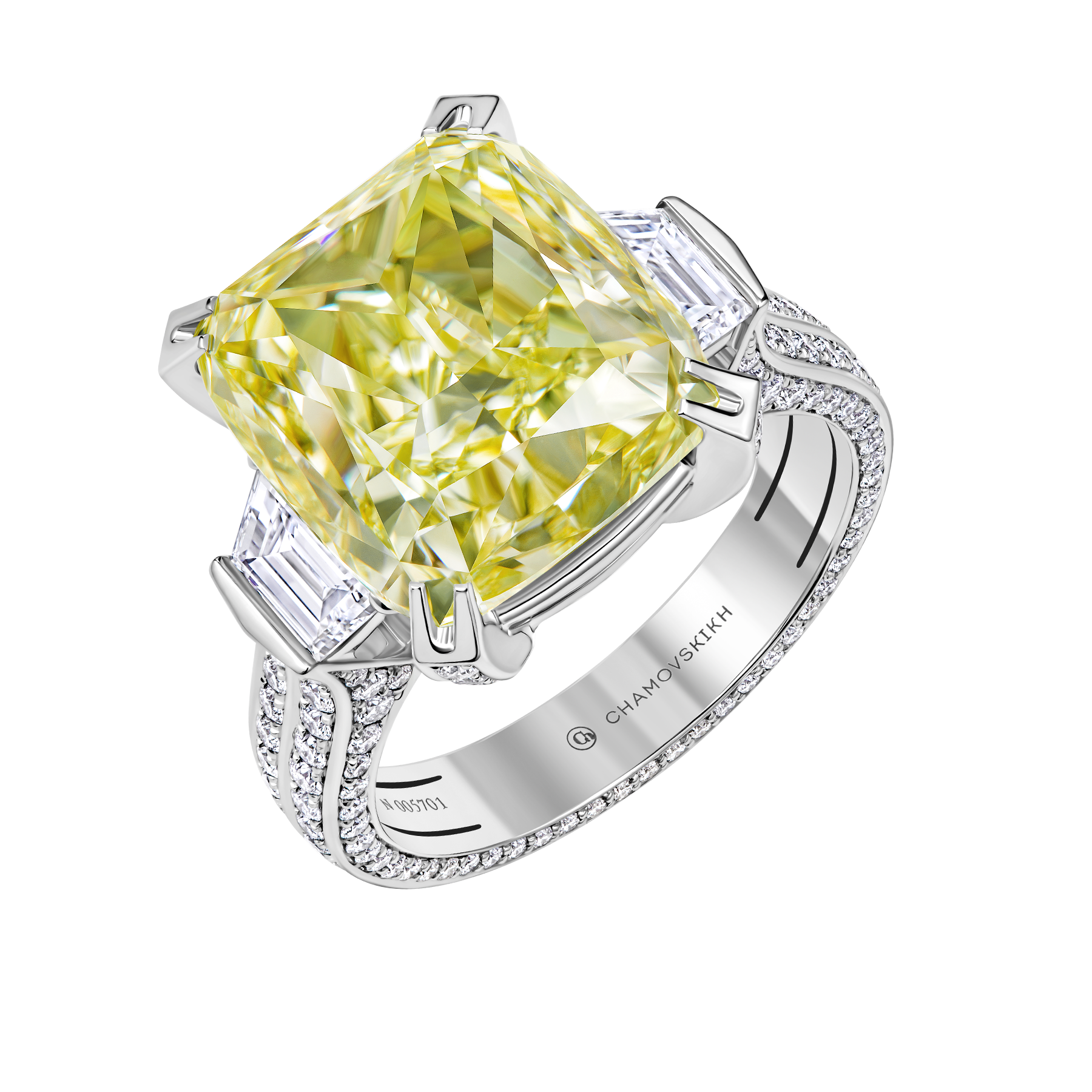 Кольцо с бриллиантами, белое золото