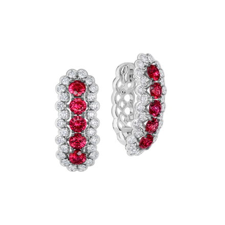 Серьги с рубинами и бриллиантами, белое золото 1