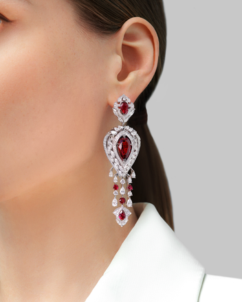 Серьги с рубинами и бриллиантами, белое золото 3