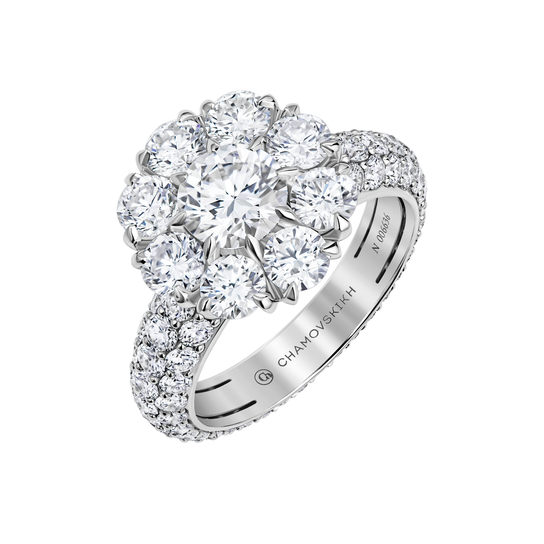 Кольцо с бриллиантами, белое золото