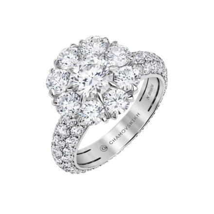 Кольцо с бриллиантами, белое золото 1