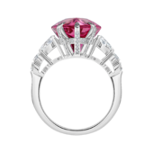 Кольцо с турмалином рубеллитом и бриллиантами, белое золото