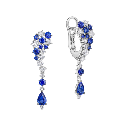 Серьги с сапфирами и бриллиантами, белое золото 1