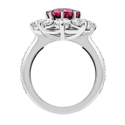 Кольцо с турмалином рубеллитом и бриллиантами, белое золото 3