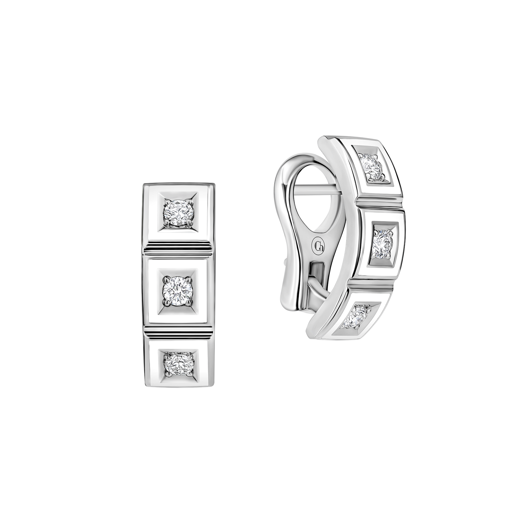 Серьги с бриллиантами, белое золото, нанокерамика