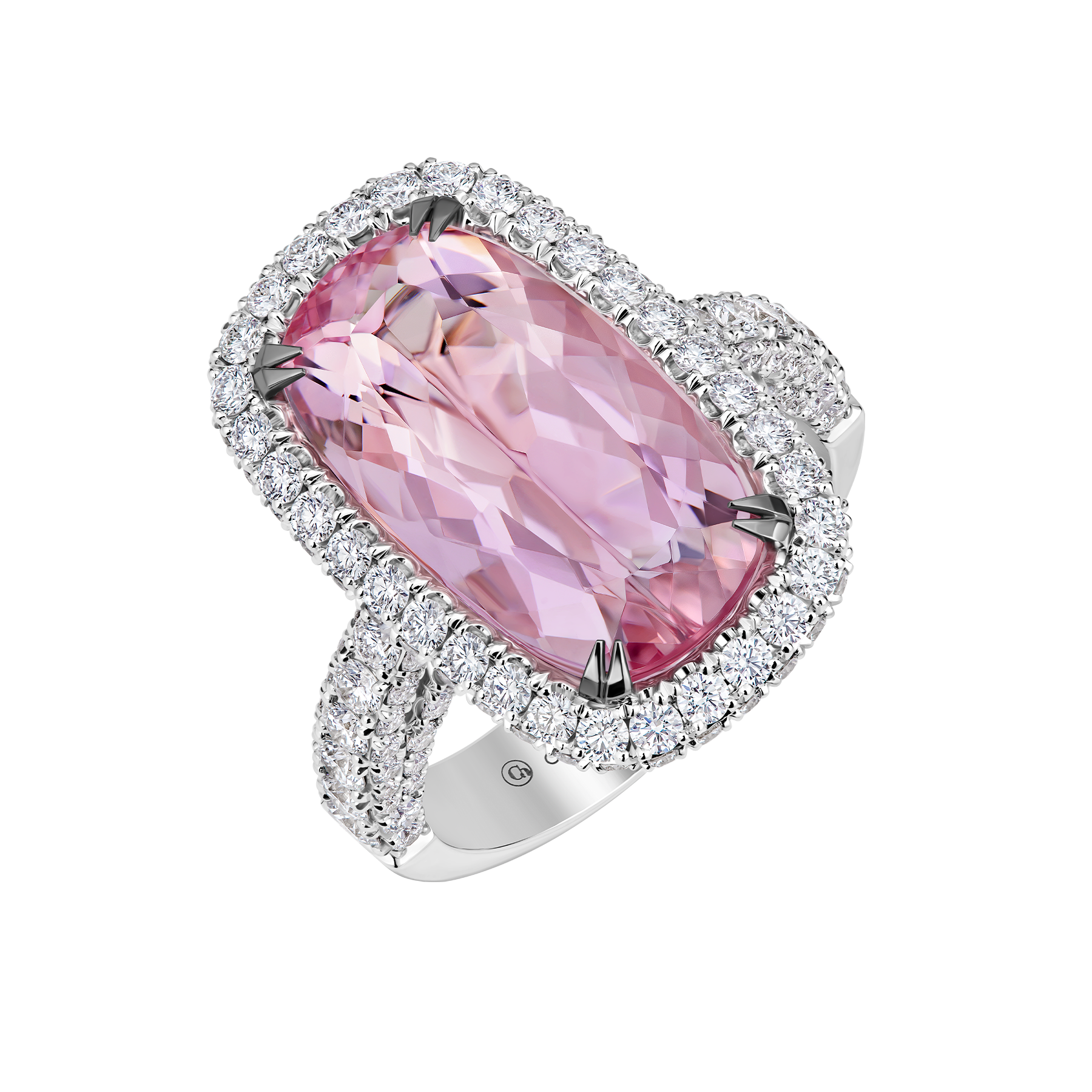 Кольцо с морганитом и бриллиантами, белое золото