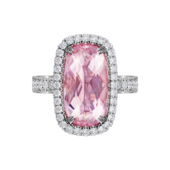 Кольцо с морганитом и бриллиантами, белое золото