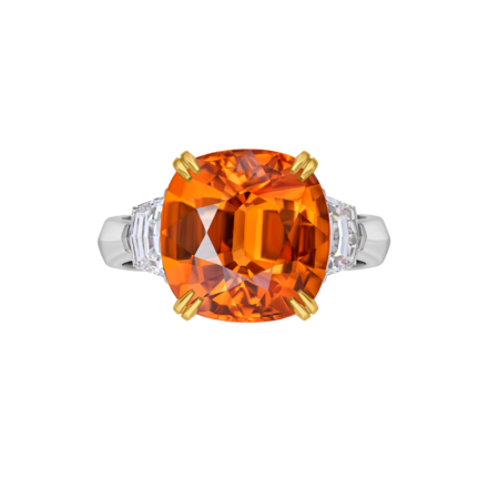 Кольцо со спессартином и бриллиантами, белое золото 2