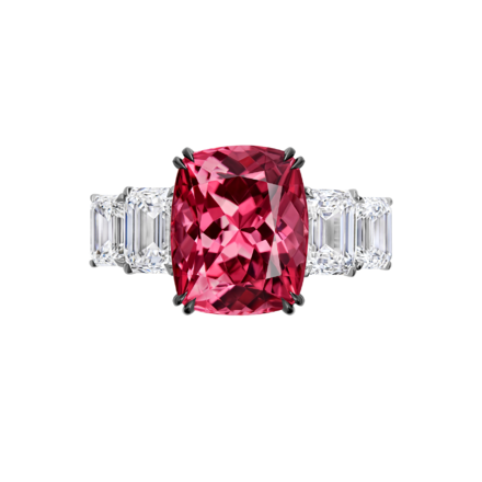 Кольцо со шпинелью и бриллиантами, белое золото 2