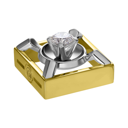 Подвес-бокс с бриллиантом, жёлтое и белое золото 1