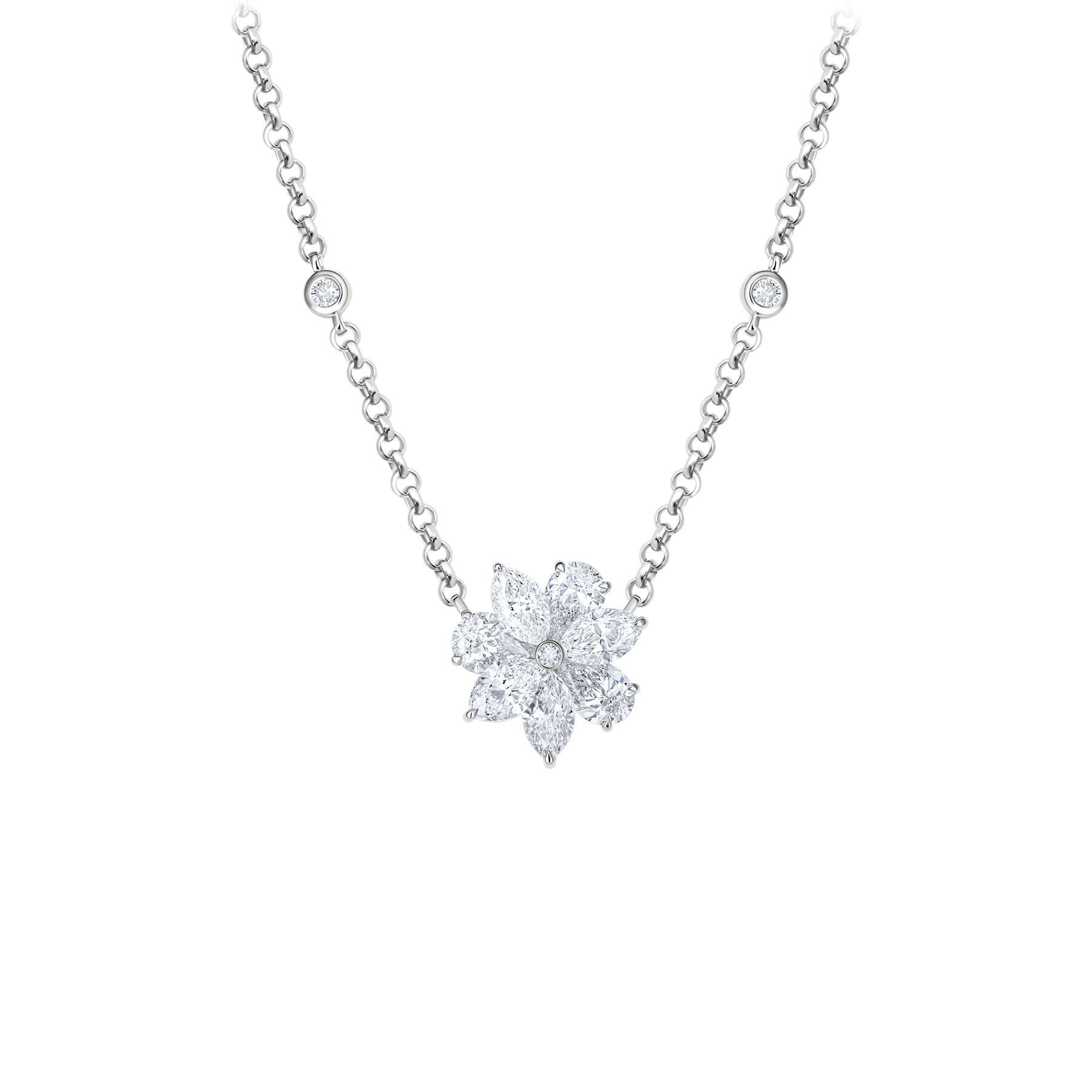 Колье с бриллиантами, белое золото