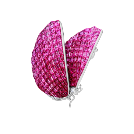 Брошь с рубинами и бриллиантами, белое золото 1