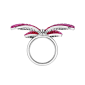 Кольцо с рубинами и бриллиантами, белое золото