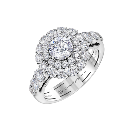 Кольцо с бриллиантами, белое золото 1