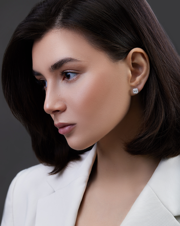 Пусеты с бриллиантами, белое золото 2