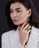 Серьги с тсаворитами и бриллиантами, белое золото