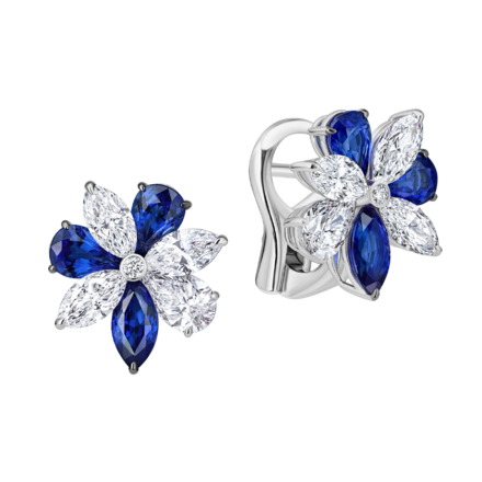 Серьги с сапфирами и бриллиантами, белое золото 1