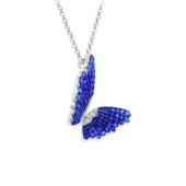 Подвес с сапфирами и бриллиантами, белое золото