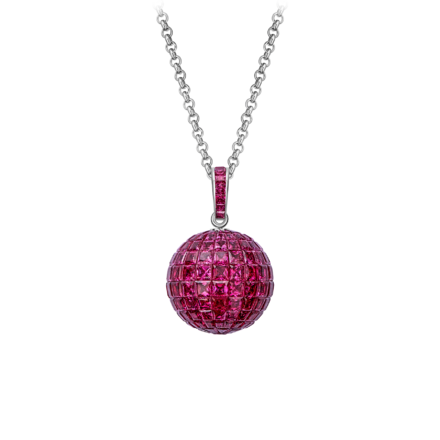 Подвес с рубинами, белое золото 1