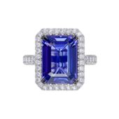 Кольцо с танзанитом и бриллиантами, белое золото