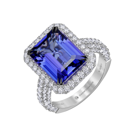 Кольцо с танзанитом и бриллиантами, белое золото 1