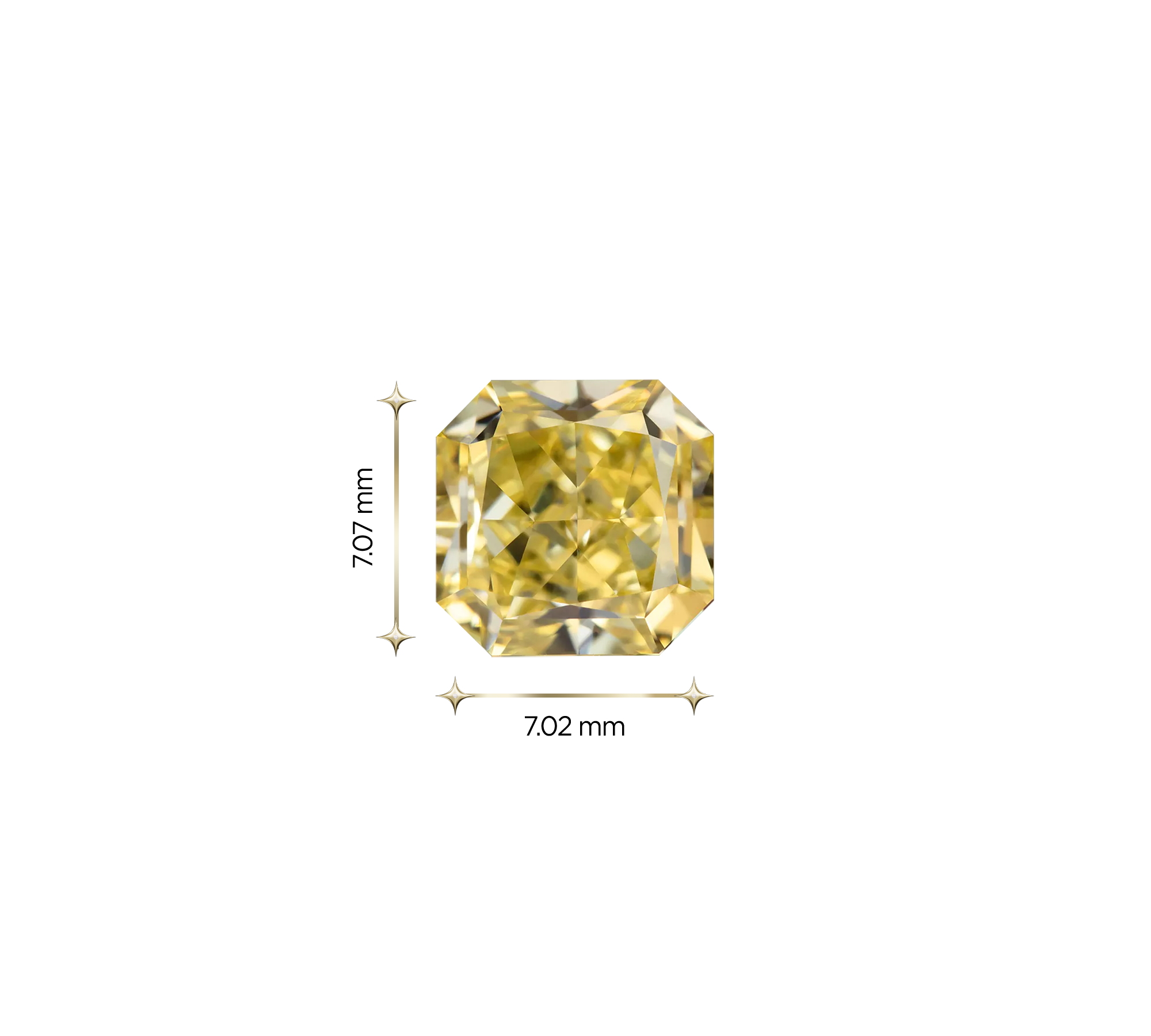 Жёлтый бриллиант, Радиант, 2,12ct