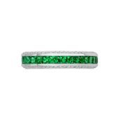 Кольцо с тсаворитами и бриллиантами, белое золото