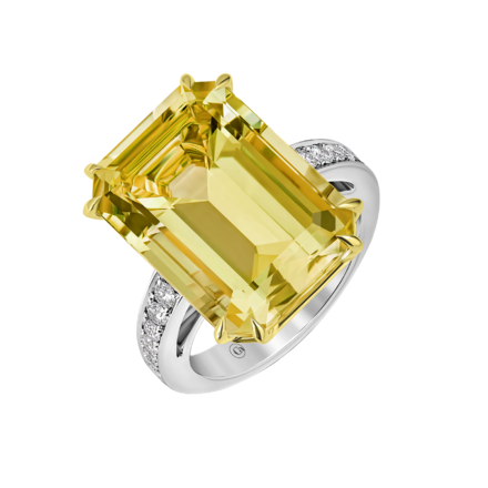 Кольцо с гелиодором и бриллиантами, белое золото 1