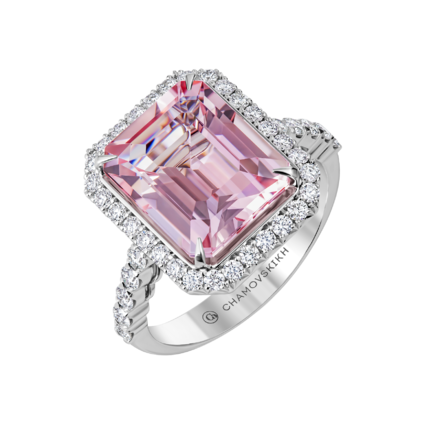 Кольцо с морганитом и бриллиантами, белое золото 1