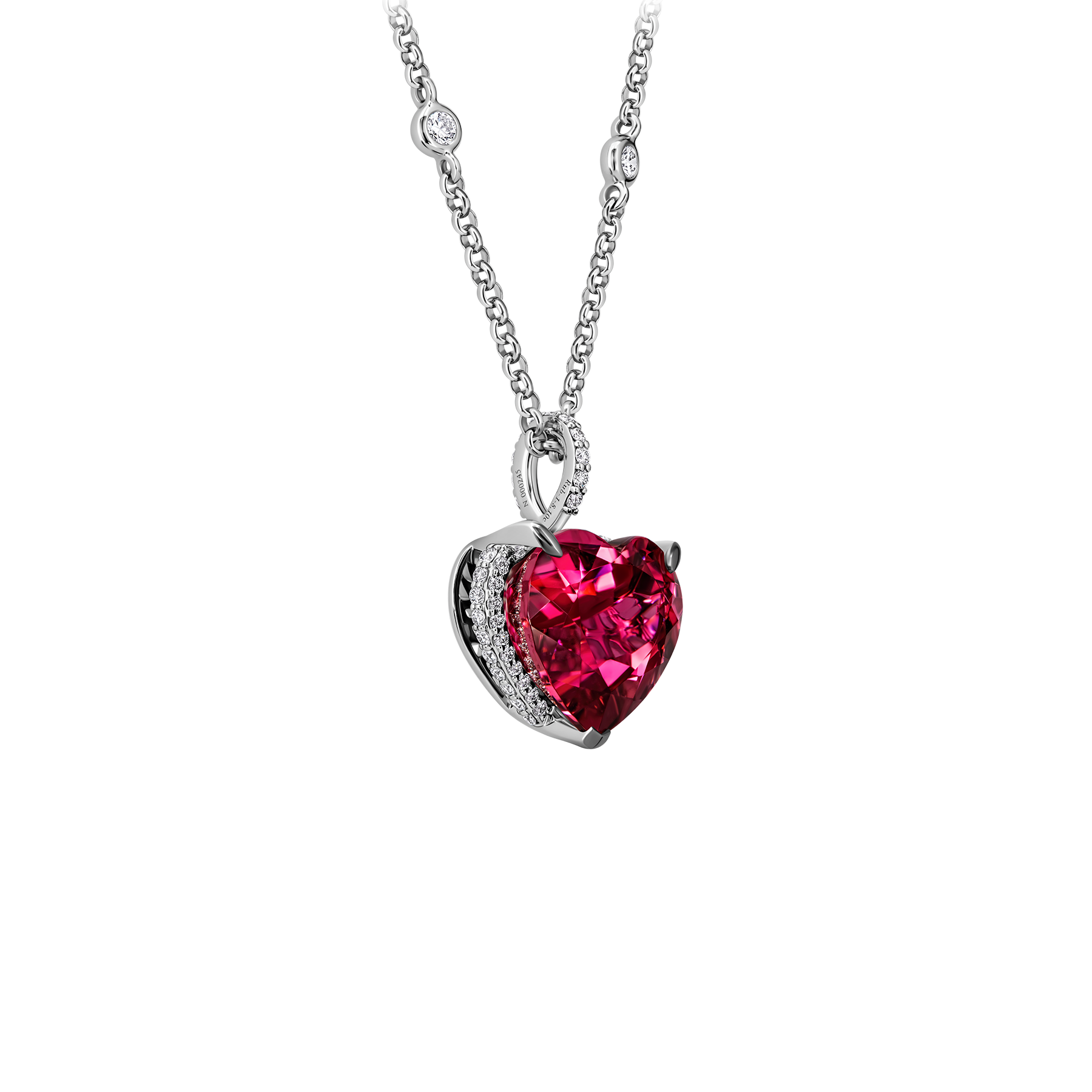 Подвес с турмалином рубеллитом и бриллиантами, белое золото