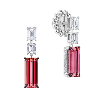 Серьги с турмалинами и бриллиантами, белое золото 1