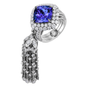 Кольцо с танзанитом и бриллиантами, белое золото