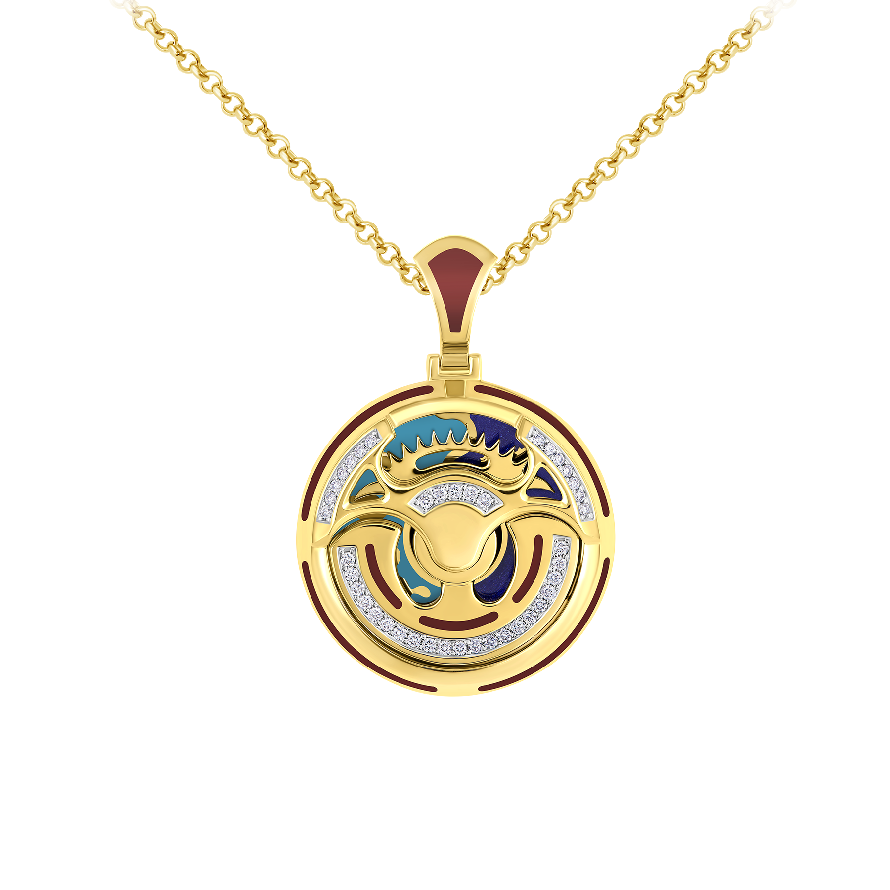 Подвес с бриллиантами, желтое золото, н.керамика