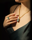 Подвес с изумрудом и бриллиантами, желтое и белое золото, н.керамика