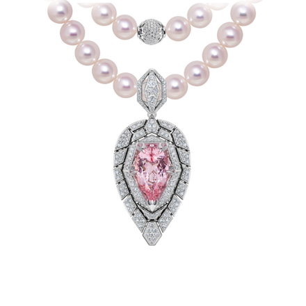 Подвес с морганитом и бриллиантами, белое золото 1