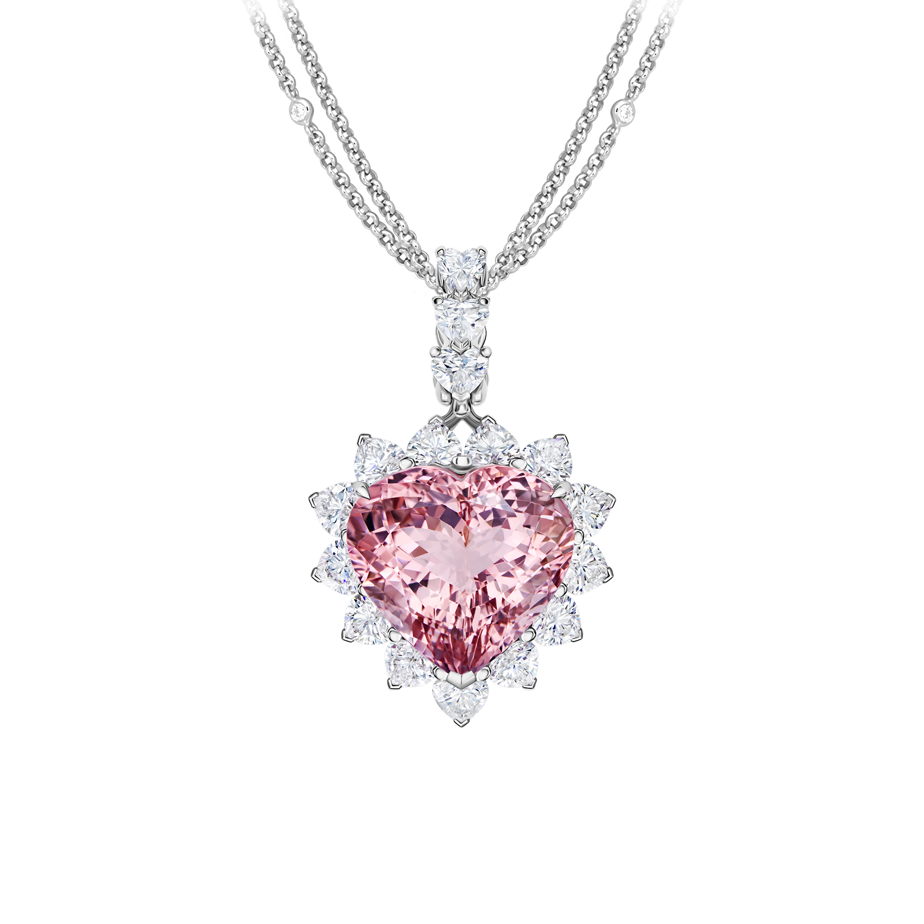 Подвес с морганитом и бриллиантами, белое золото