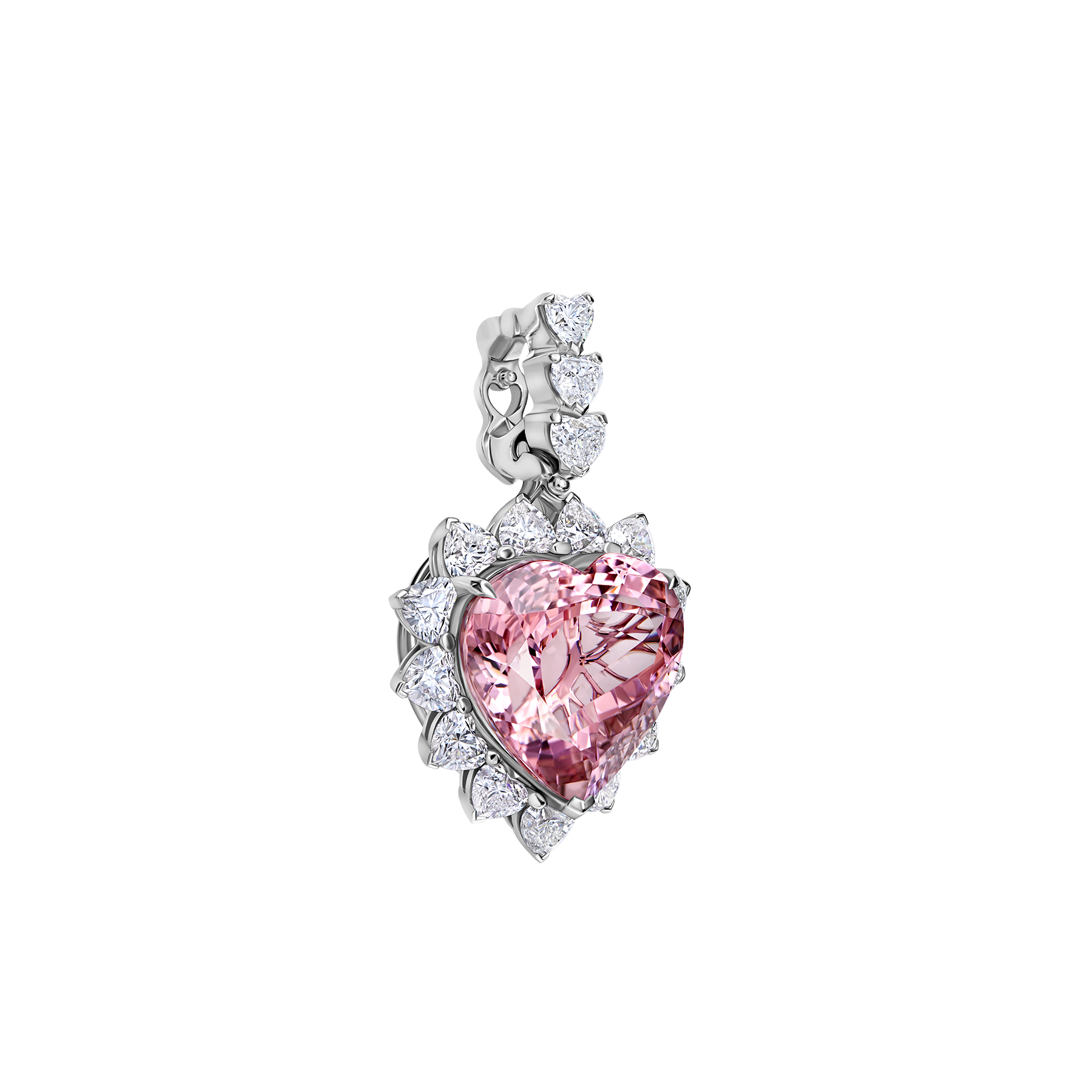 Подвес с морганитом и бриллиантами, белое золото