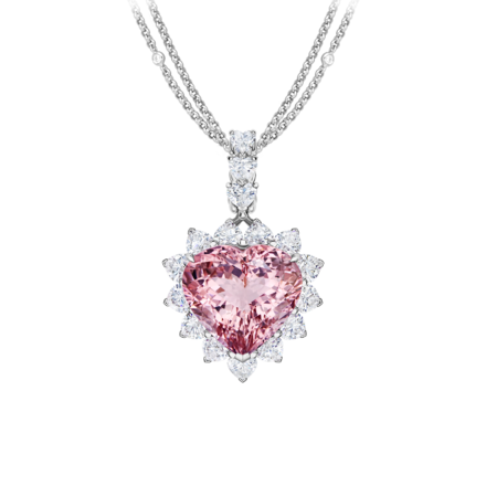 Подвес с морганитом и бриллиантами, белое золото 1