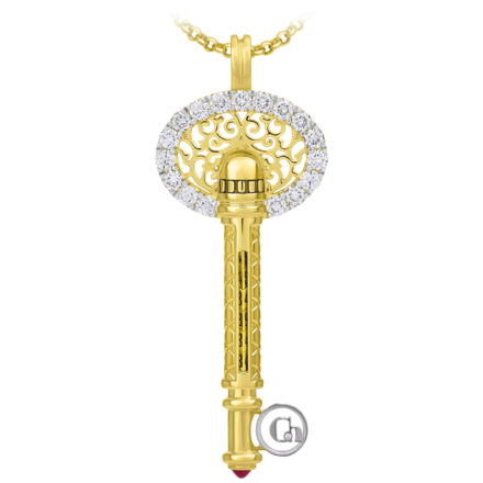 Подвес с рубином и бриллиантами, жёлтое и белое золото 1