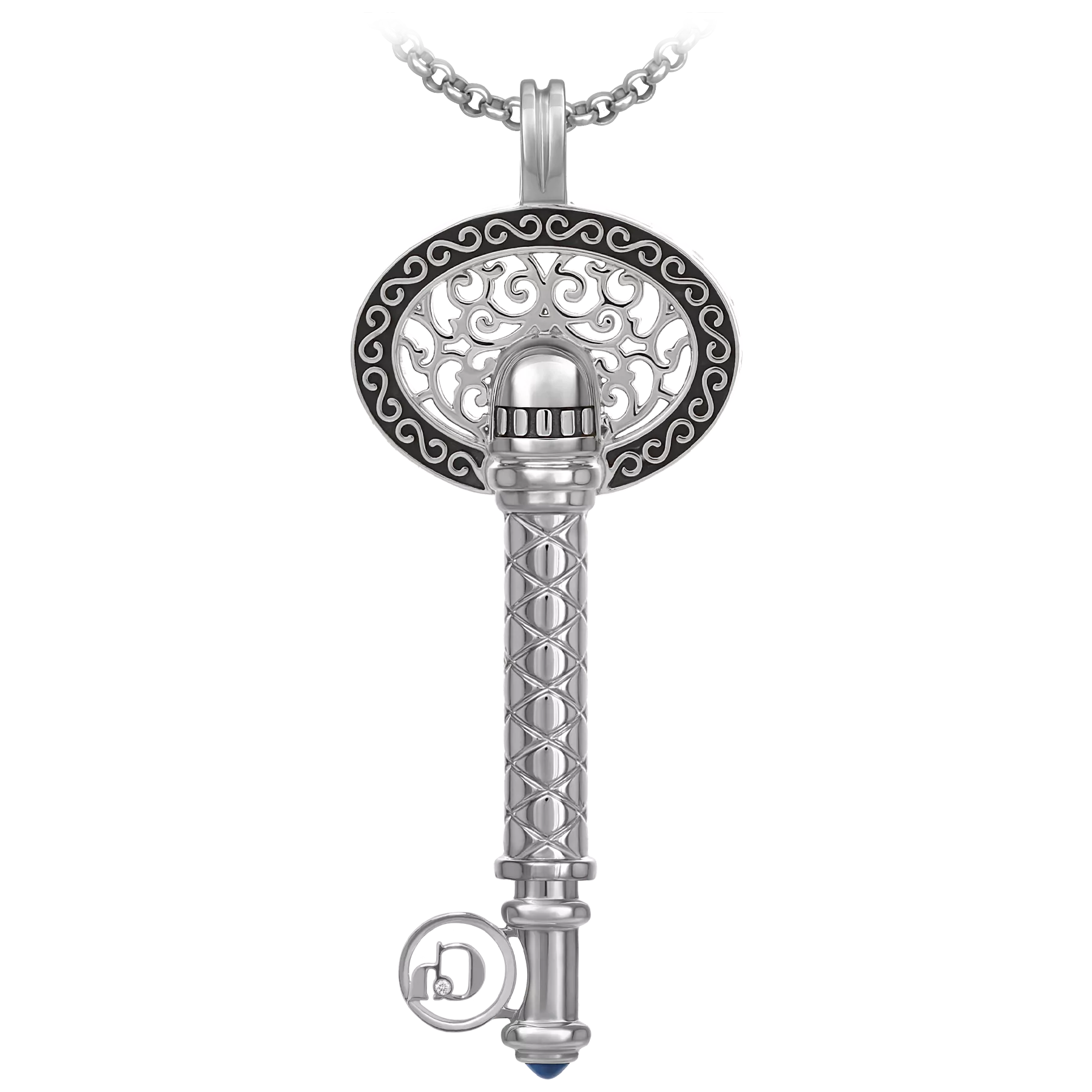 Подвес с сапфиром и бриллиантами, белое золото