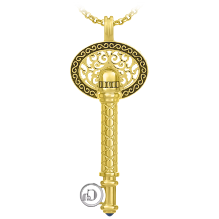 Подвес с сапфиром и бриллиантами, жёлтое и белое золото 2