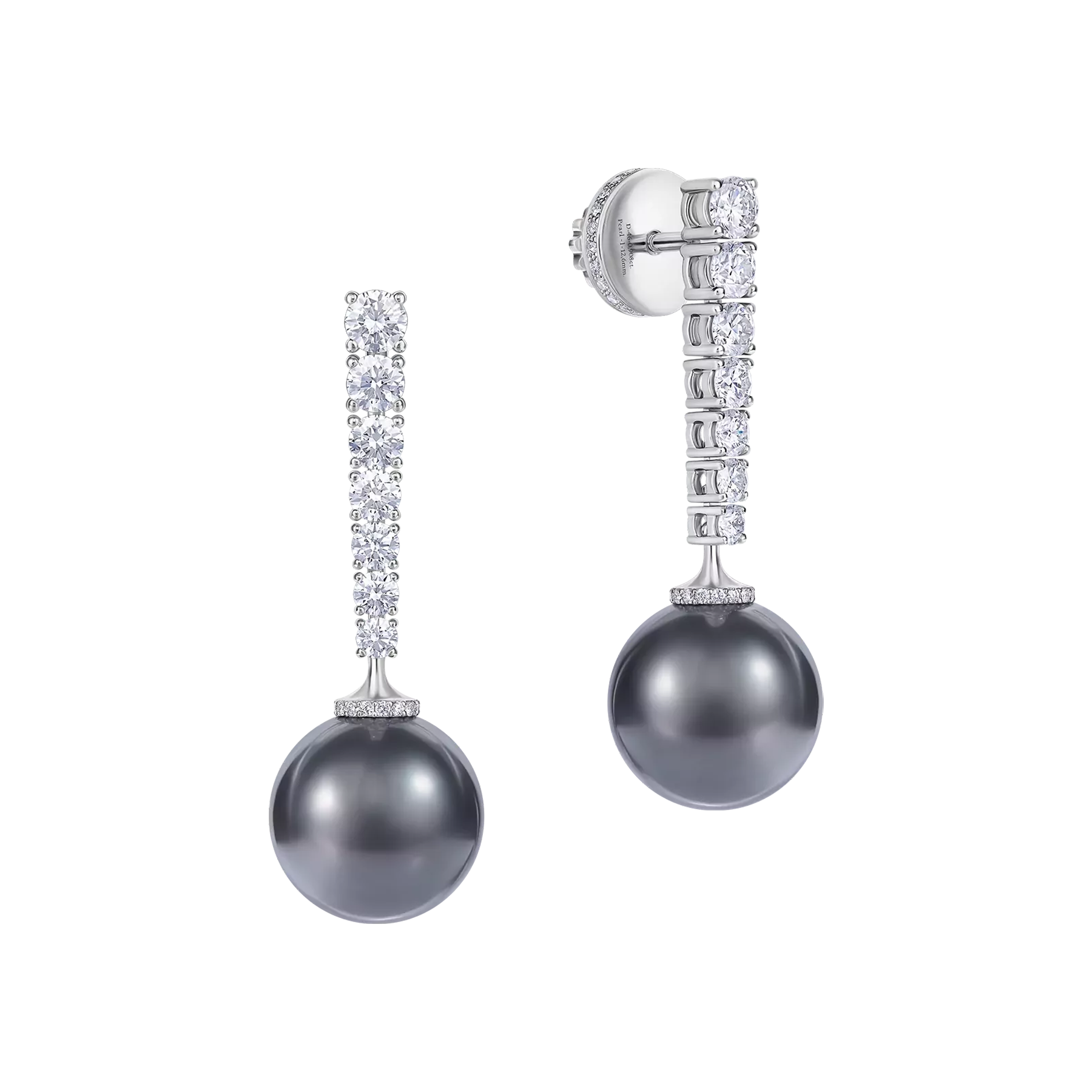 Пусеты с жемчугом и бриллиантами, белое золото, н.керамика