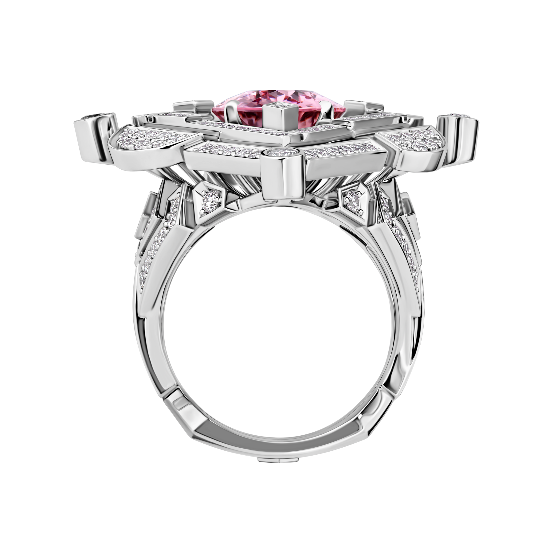 Кольцо с морганитом и бриллиантами, белое золото