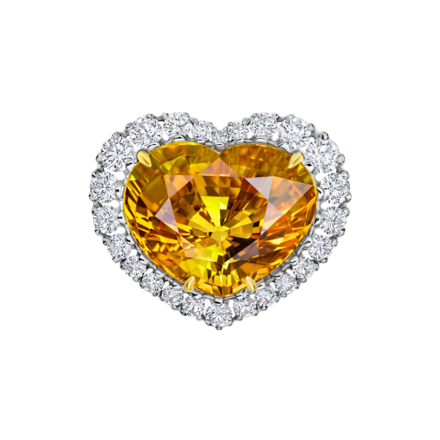 Кольцо с желтым сапфиром и бриллиантами, белое золото 2