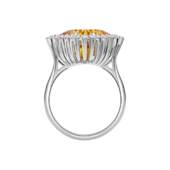 Кольцо с желтым сапфиром и бриллиантами, белое золото