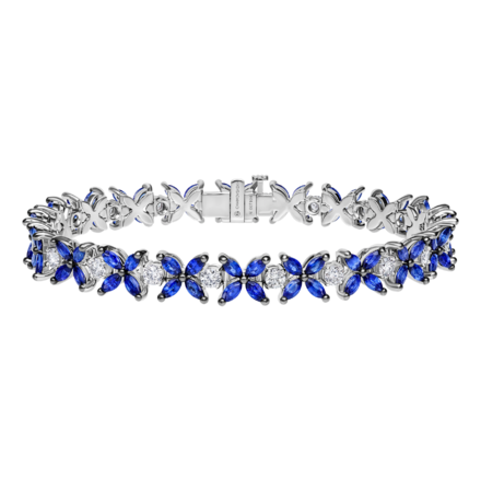 Браслет с сапфирами и бриллиантами, белое золото 1