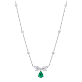 Колье с изумрудом и бриллиантами, белое золото