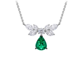 Колье с изумрудом и бриллиантами, белое золото