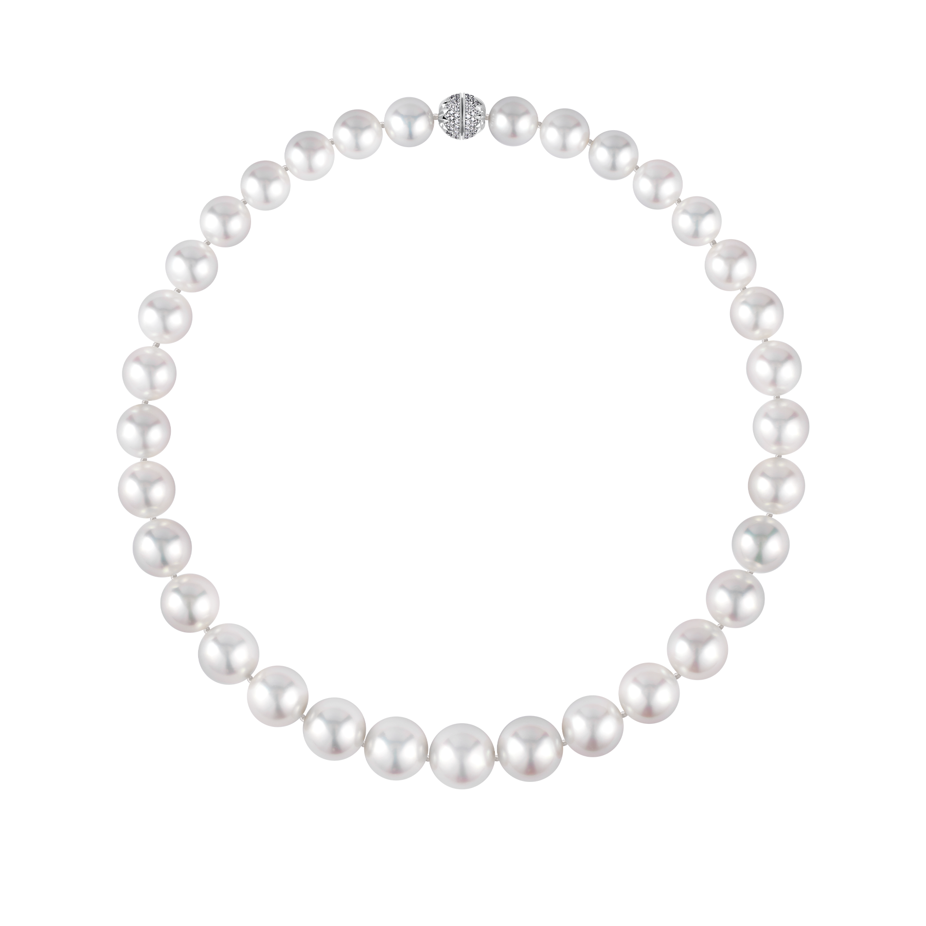 Колье с белым жемчугом и бриллиантами, белое золото